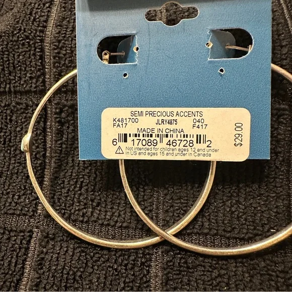 NWT: Lucky Brand Silver Earrings w/ Turquoise - Picture 3 of 4